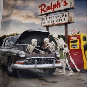 Skull vintage cars‎ old sign white t shirt sizes small to 5X